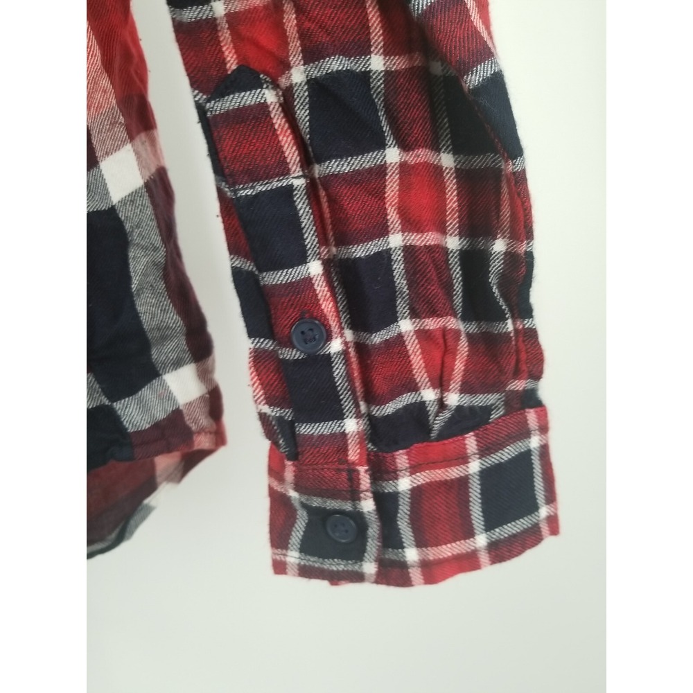 Lucky Brand Womens Flannel Shirt XS Black Red Plaid Long‎ Sleeve Button Up - Picture 3 of 6